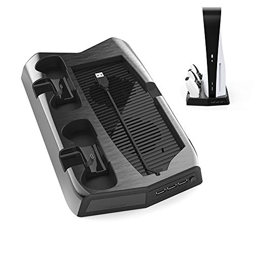 Cooling Fan Charging Dock Vertical Stand for PlayStation 5 PS5 Game Accessories With 3 USB HUB Charger Ports