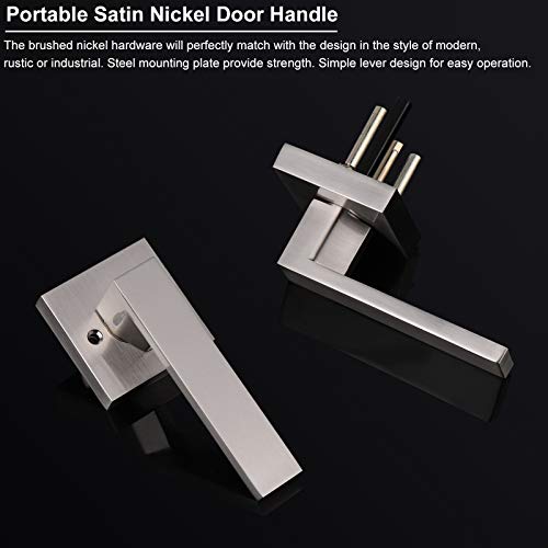 Knobonly 6 X Hall Cloest No Locking Keyless Passage Door Handle Duty Square Door Lever Satin Nickel #TOP2