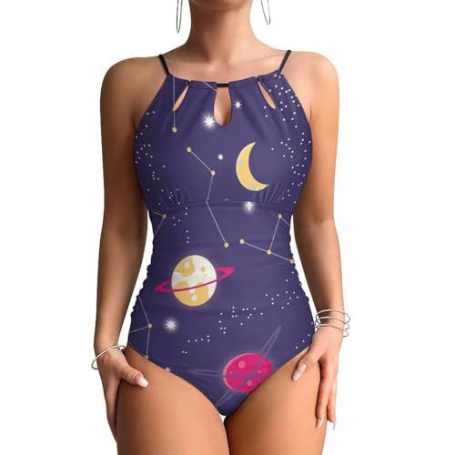 Maillot de bain une pièce femme gainant monokini beachwear couleur planète