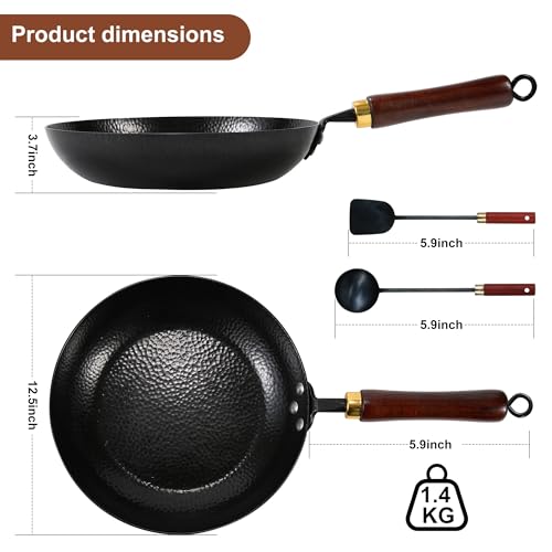 Wok de hierro fundido 12.2 pulgadas con tapa y accesorios miniatura 4
