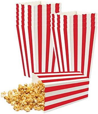 Teling 100 Pack Movie Night Popcorn Boxes Disposable Paper Popcorn Buckets Red and... Teling 100 Pack Movie Night Popcorn Boxes Disposable Paper Popcorn Buckets Red and...