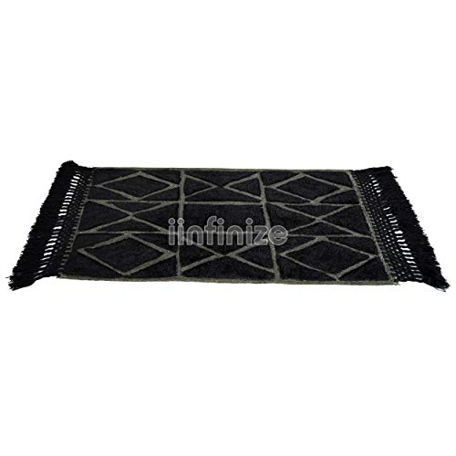 Alfombra atractiva suave y peluda de algodón negro estilo boho 5