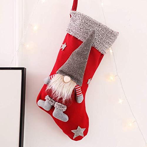 Freesiom Lot De 3 Botte De Noël A Suspendre Bas Chaussettes Grande Geante Os Chien Décoration Suspendue Sapin Cheminee Bonbon Sac Biscuit Arbre Enfant Poil Cadeau (Rouge 1