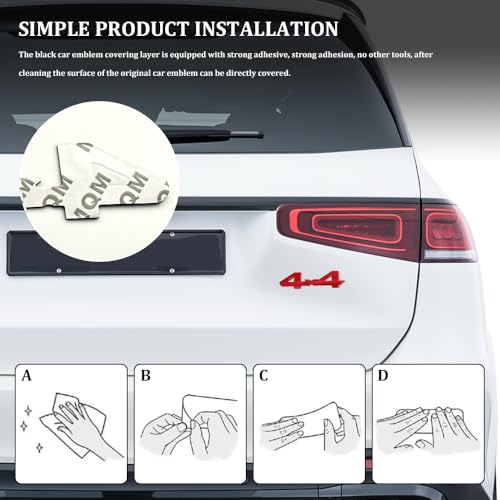 Image of 4x4 Emblem Sticker, Metal Car Emblems, 3D Fender Badge Decal Car Sticker, Universal 4X4 Emblem Badge 3D Logo Car Exterior Accessories Fit for SUVs Trucks Pickups (4X4, Red)