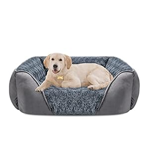 INVENHO Large Dog Bed for Large Medium Small Dogs, Rectangle Washable Dog Bed, Orthopedic Dog Bed, Soft Calming Sleeping Puppy Bed Durable Pet Cuddler with Anti-Slip Bottom L(30″x24″x9″)