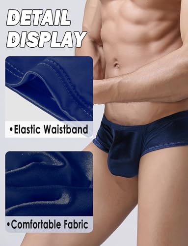 Men's Mini Cheeky Thong Underwear Sexy Low Rise Boxer Brief Pouch Shiny Metallic Brazilian Back Under Panties3
