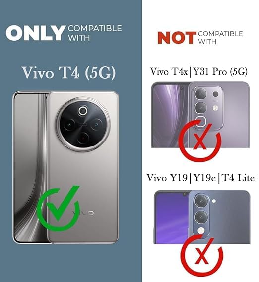Image of Jkobi Lifetime Anti-Yellow MagSafe Compatible Clear Back Cover Case for Vivo T4 (Sleek Hard Crystal | Shockproof and Camera Protection)