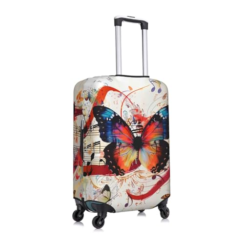 Musica Butterfly Print Travel Luggage Cover - Personalization Elastic Suitcase Protector,S(Fit 18-21 Inch Luggage)3