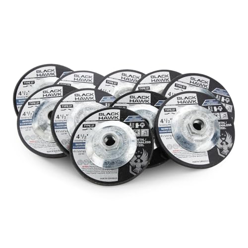 BHA 4-1/2\" x 1/4\" x 5/8\"-11 Depressed Center Metal Grinding Wheels with Hub - for 4.5\" Inch Angle Grinders - 10 Pack - Thumbnail 6