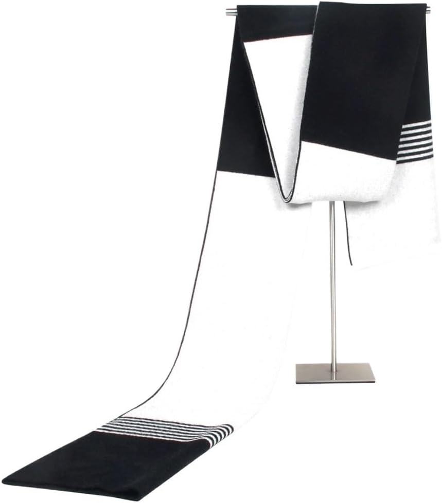 Knitted men's scarf with color block splicing for warmth and imitation cashmere