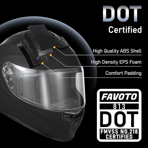Image of Favoto Full Face Motorcycle Helmet DOT Approved Dual Visors Anti-Fog Film
