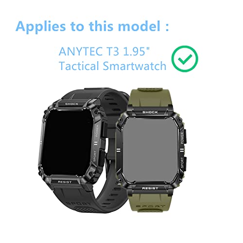 Aemus Compatible With Anytec Smart Watches Screen Protector, T3 1.95" Tactical Smartwatch Screen Protector (6 Pack) Full Coverage Pet Clear Film #TOP1