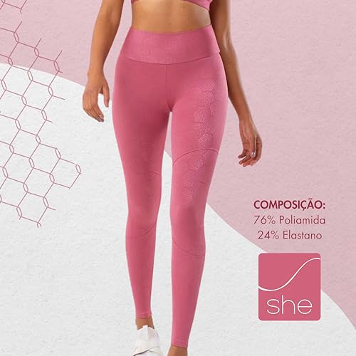 Calça Legging Academia Legging Cintura Alta Legging Fitness She by Mash Feminina | Rosa | GG