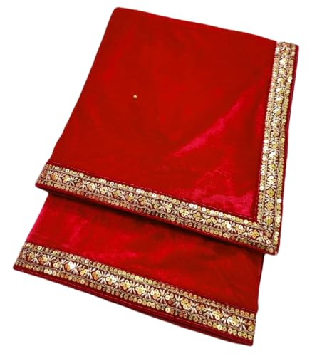 Image of Navti Creations Women's Stole Dupatta In Velvet With Cross Design Border (length -2.25m, Width-75cm)