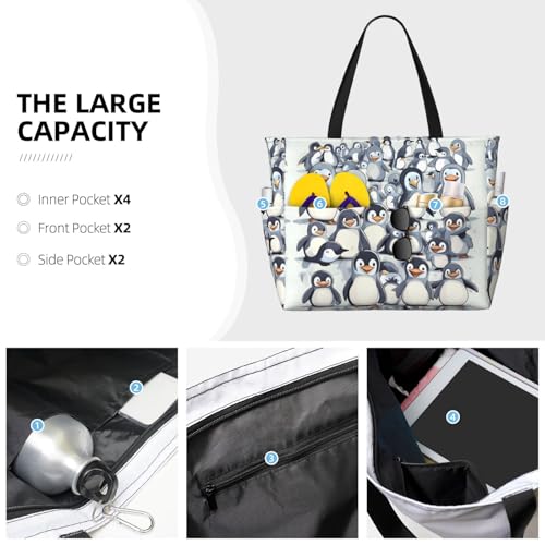 Sac fourre-tout de voyage mode grand format à motif mignon pingouins