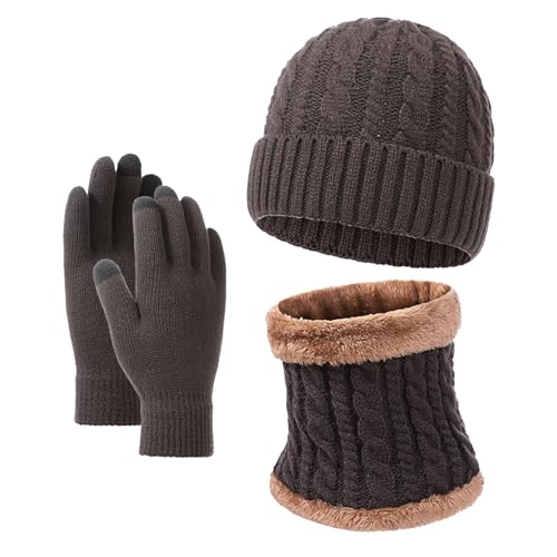 Ensemble bonnet écharpe femme et gants tricotés pour l'hiver