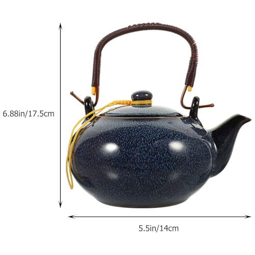 Théière céramique bleu vintage durable et résistante pour infusions - 3