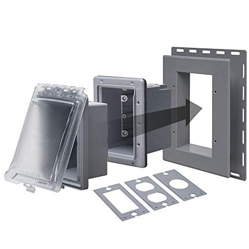 HUBBELL MR420CG Recessed Enclosure Extra Duty 6-in-1 Nonmetallic Weatherproof in-Use Cover, 1-Gang, Gray