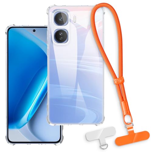 OAGELIM 2-in-1�ی�P�[�X�ƃ��X�g�X�g���b�v Vivo iQOO Neo 11 5G China V2520A �Ƃ̌݊������� ���O���\�ȃ��j���[�h�t���d�b�J�o�[�A����~�ߕ����h�~�O���b�v�n���h�� (�N���A + �I�����W)