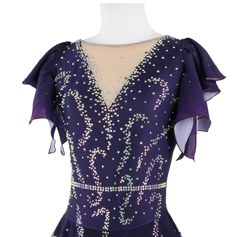 Vestido feminino para patinação no gelo, sem mangas, sem mangas, ginástica, feito à mão, patinação n