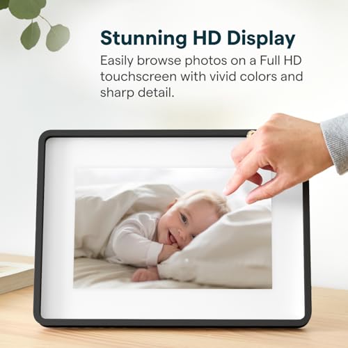 Image of Skylight Digital Picture Frame 2 - 10 inch Full HD Wi-Fi Touch Screen, 16GB Digital Photo Frame, Load Photos & Videos Directly from Phone, Anti-Glare - Personalized Gifting, Charcoal Metal Shadow Box