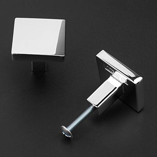 Koofizo Square Cabinet Knob - Chrome Pull Handle (31Mm / 1.2 Inch), 10-Pack For Kitchen Cupboard Door, Bedroom Dresser Drawer, Bathroom Wardrobe Hardware #TOP6