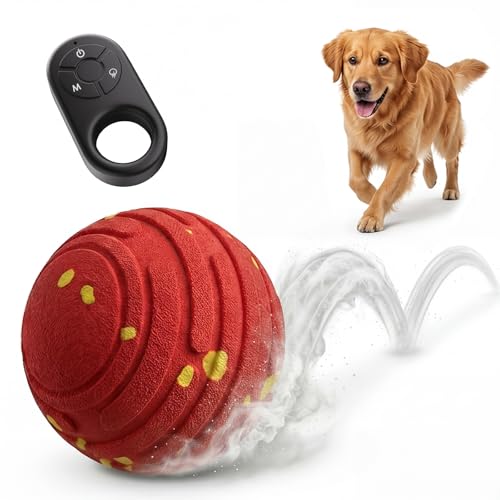 TBC PET Interactive Dog Toys with Remote Control Active Rolling Balls with 3 Play Modes Auto-Moving Bouncing High-Resilience E-TPU Chew Resistant IPX6 Waterproof Indoor&Outdoor Use Toys Dogs