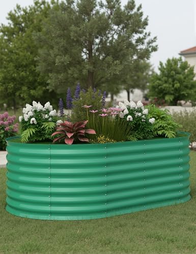 GarveeHome 6x3x2ft Raised Garden Bed,Galvanized Raised Planter Boxes Outdoor with Easy Assembly, Large Garden Bed for Vegetables, Fruits, Flower,Raised Garden Bed,Green