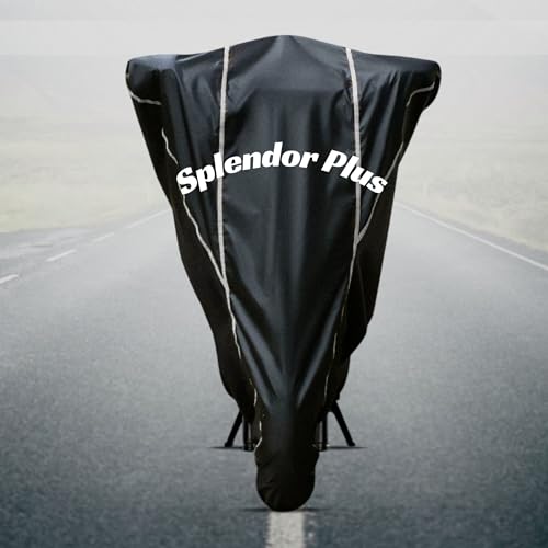 Image of Motorcycle Bike Body Cover for Outdoor Use - Heavy Fabric Water Resistant Two Wheeler Cover with UV, Dust & Rain Protection Compatible for Splendor Plus