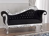  Simone Guarracino Luxury Design Chaise Longue Alejandra Estilo Barroco Moderno Diván Color Hoja Plata Terciopelo Negro Botones Crystal Sw