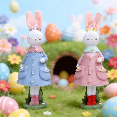 Statue de lapins de Pâques détaillée en résine de qualité - 8
