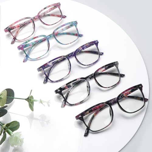 Image of 5 Pack Reading Glasses Blue Light Blocking for Women Men,Computer Readers with Spring Hinge