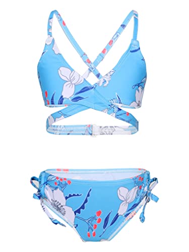Choomomo Kids Girls Floral Print Bikini Set Criss Cross Back Bra and Tie Side Briefs 2 Pieces Bathing Suit