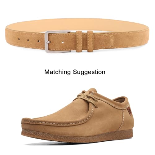 Image of Men's Belt Casual Genuine Leather Suede Belts for Men 1 3 /8 inch Wide Elegant Golf Dress Belt