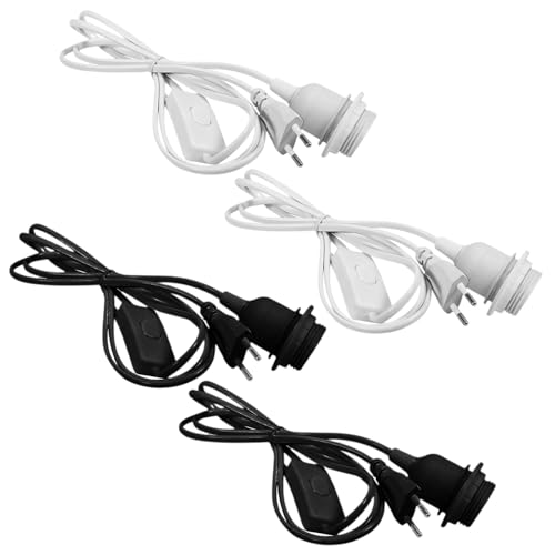 PortalampadaE27 con interruttore,4 Pezzi Base per lampadinaE27,Portalampade a Sospensione,Porta LampadaE27 con Interruttore,PortalampadaE27 con Cavo da 1.8 m Per Cucina, Soggiorno