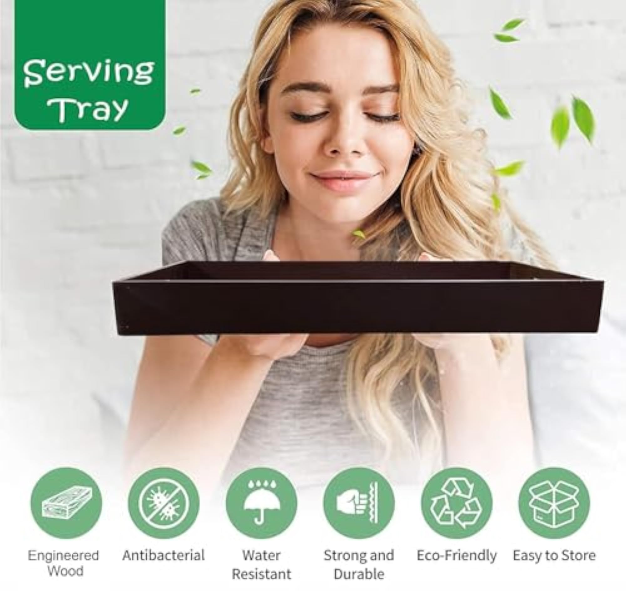 Engineered Wood Serving Tray, Multipurpose Design