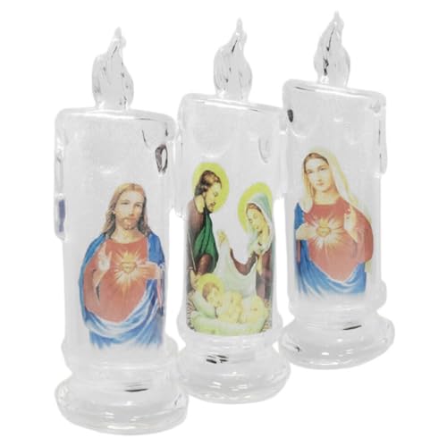 Luxshiny 3piezas Velas Led Decorativas Modernas Lámparas De Vela para Hogar Iglesia Sin Humo
