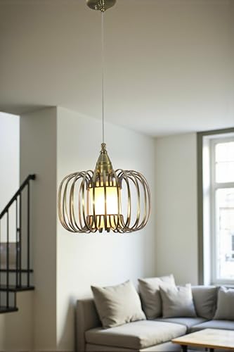 Image of Prop It Up Vintage Chandelier, Golden Antique Glass Bell Pendant Light for Home, Medium, Decorative Tassel, Ceiling Mount, Indoor Lighting, 30x30x90cm, Without Bulb