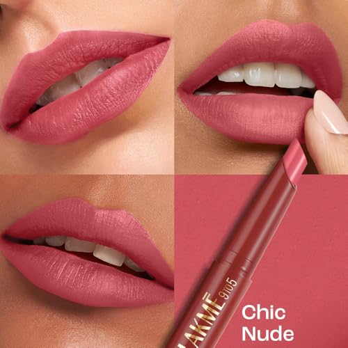 Image of Lakme 9 to 5 Forever Matte Lip Crayon, Chic Nude, 1.1g, for Smooth and Supple Lips, with Vitamin C, Matte Finish, 8 Hr Hydration, Long Lasting all day comfort, Retractable Crayon