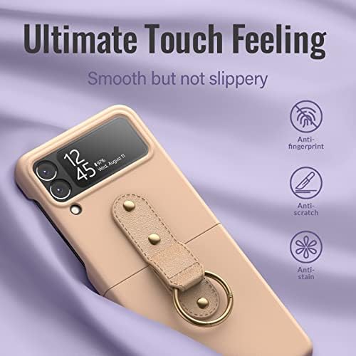 pcgaga for Galaxy Z Flip 4 Case with Ring & Built-in Cover Screen Protector, Slim Fit Hard PC Back Shockproof Protective Phone Case for Samsung Flip4 5G 2022, Gold