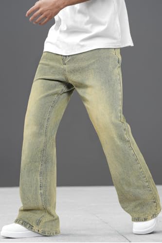 Heyfanee Men's Straight Leg Jeans Stretch Bootcut Denim Pants for Men Relaxed Fit2