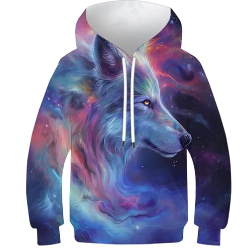Sweatshirt Le Loup 3D ado : pull à capuche coloré avec poche hiver 9-11 ans