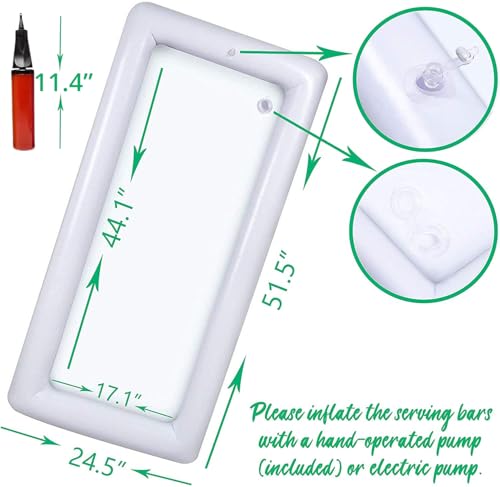 2 PCS Inflatable Serving/Salad Bar Tray Food Drink Holder - BBQ Picnic Pool Party Buffet Luau Cooler,with a Drain Plug