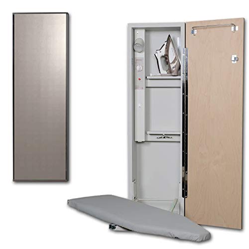 Iron-A-Way AE-42-L Ironing Center - 42 Built-in Swiveling Ironing Board with Electric System, Light, Timer, Mirror (Left Hinged)