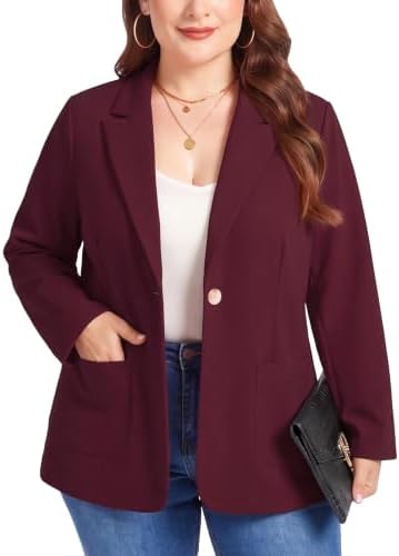 MINTLIMIT Plus Size Blazers for Women Casual Long Sleeve Button J...