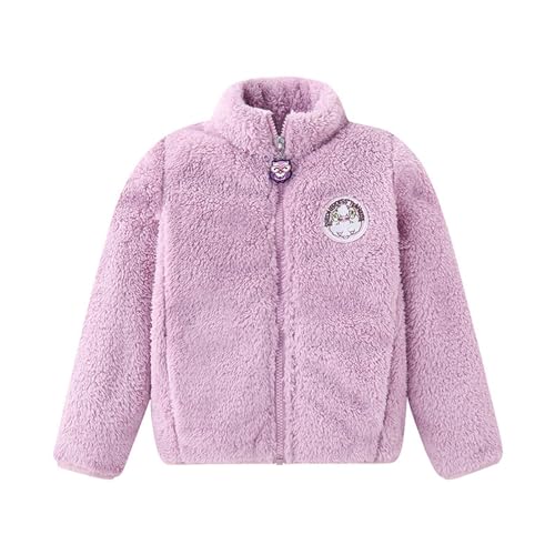 Girls 𝗣olar Fleece Jacket Thicken Fuzzy Stand Collar Long Sleeve Zipper Coat Warm Slim Fit Outerwear with Pocket