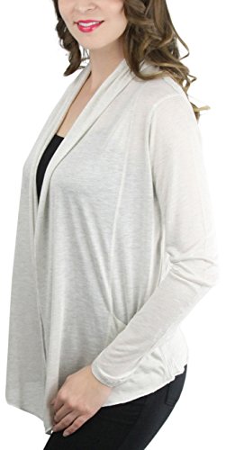 Image of ToBeInStyle Womens Open Front Long Sleeve Lightweight Asymmetrical Draped Cardigan with Side Pockets