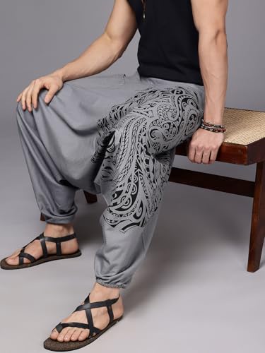Image of The Veshti Company Printed Harem Pants for Men's Cotton Hippie Style Baggy Boho Yoga Pajama Pant with Pocket