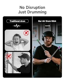 Upgraded Air Drumsticks with Speaker, Virtual Drum Sticks, Electronic Drum Set & Pedals & Bluetooth Adapter & 8 Sounds, 3D Motion Sensing RGB, for Home & Party Adults, Kids (Carbon Fiber Black)