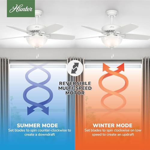 Image of Hunter Builder, Indoor, Ceiling Fan, with LED Light, 42 inch, Snow White